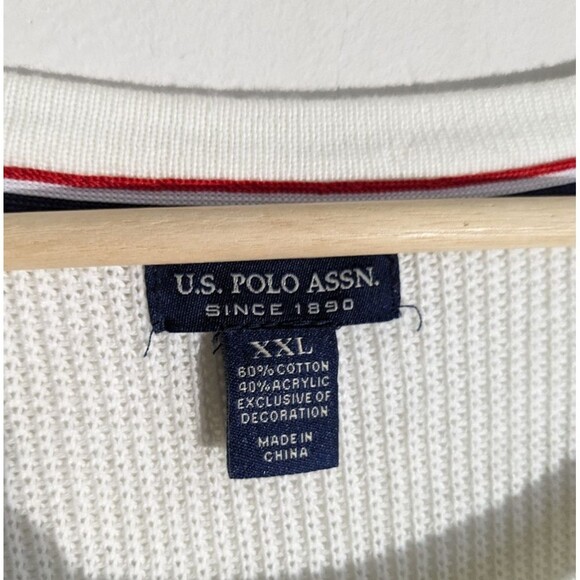 U.S. Polo Assn. White Navy Striped Polo Sweater - Picture 3 of 4